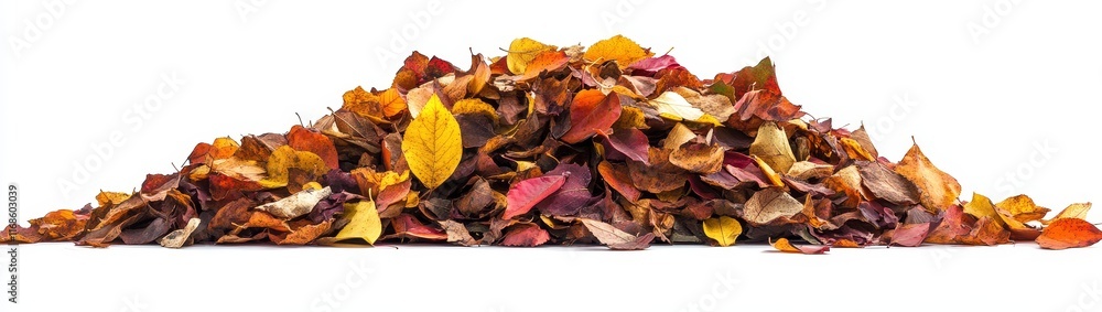 Obraz premium Pile of colorful autumn leaves isolated on white background. (1)