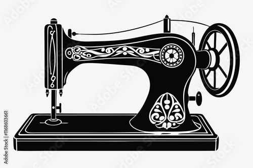 vintage manual sewing machine symbol isolated 