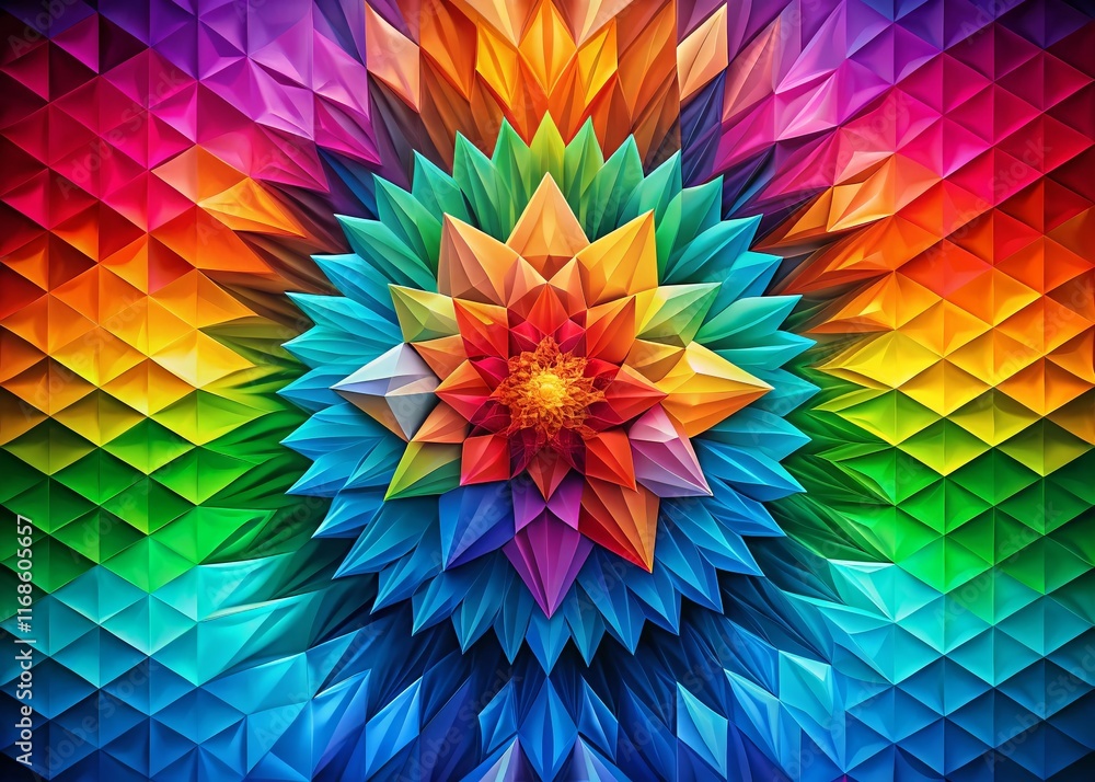 Obraz premium Abstract Geometric Colorful Symphony: A Dance of Chromatic Patterns