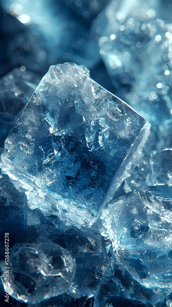 Ice Cubes: Crystal Texture, Frozen Water, Cool Blue Hues, Sparkling, Refreshing, Shimmering, Glacial, Icy, Cold, Cubes Ice Cubes: Crystal Texture, Frozen Water, Cool Blue Hues, Sparkling, Refreshing, Shimmering, Glacial, Icy, Cold, Cubes