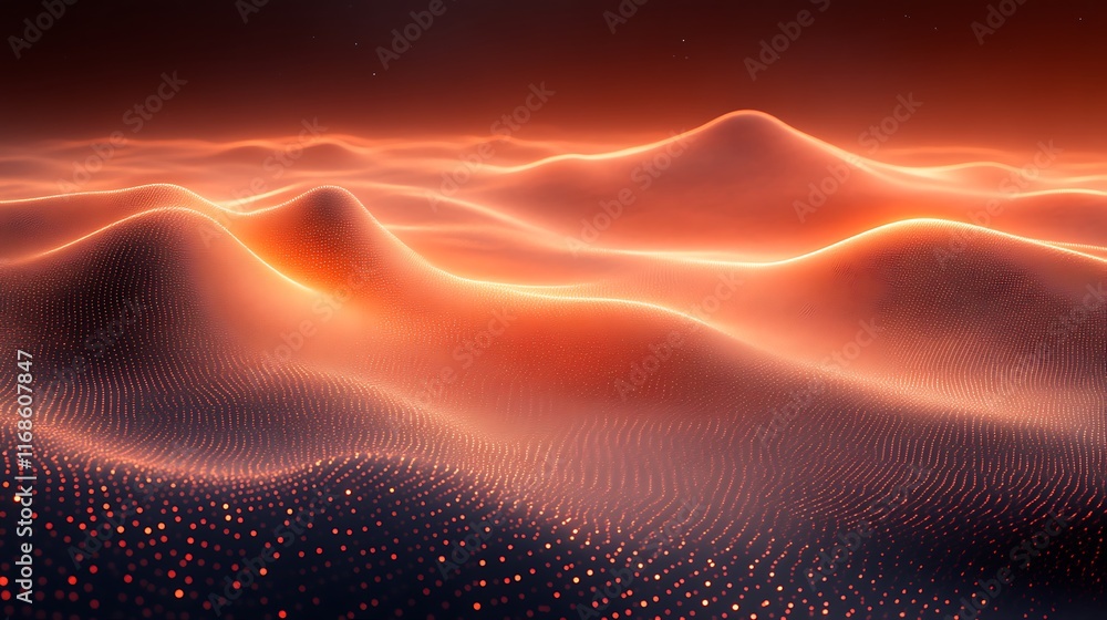 Obraz premium Abstract Orange Landscape Digital Art Rendering