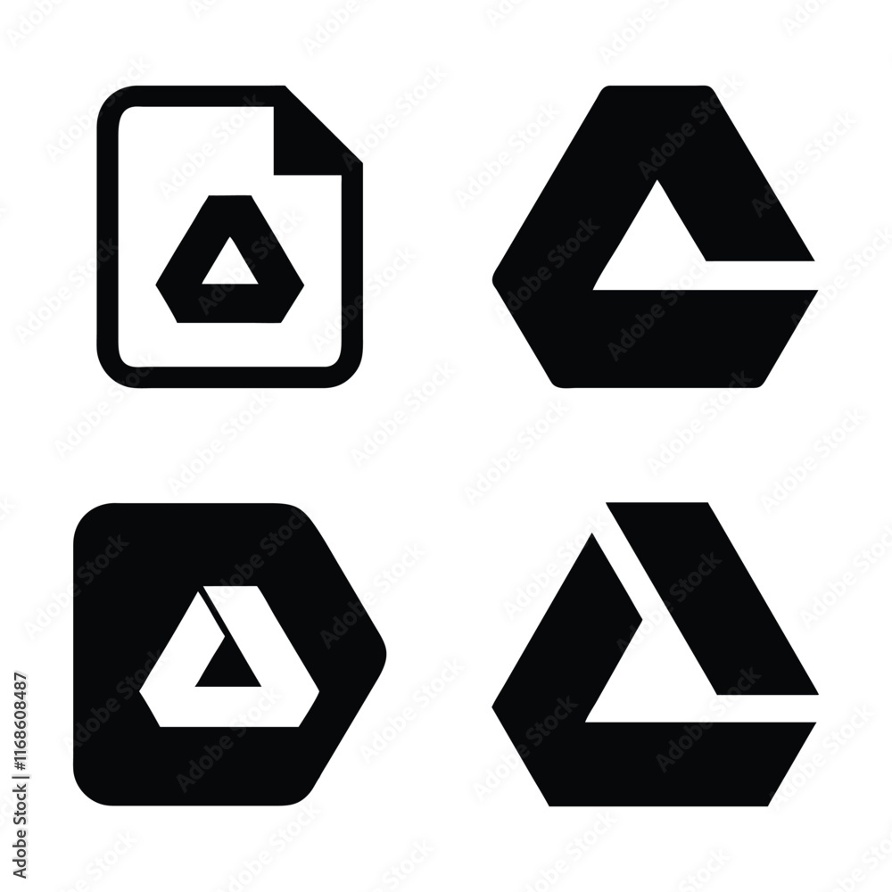 Google Drive Icons Set, Black and White Google Drive Icons Set, Black and White