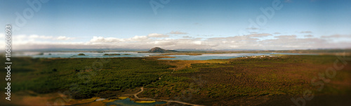 Panoramic landscape of Myvatn, Iceland, Europe