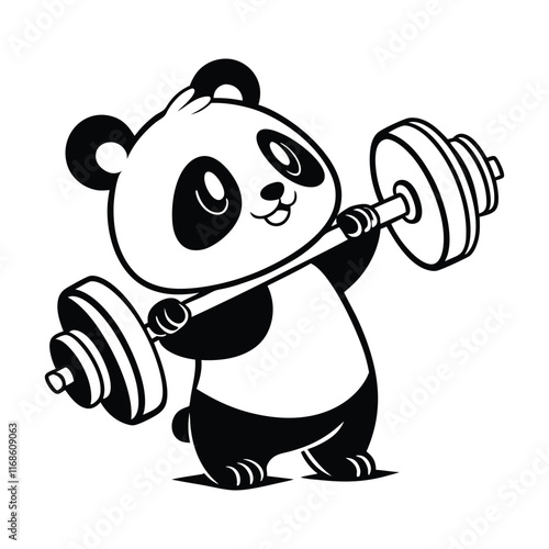 Cute Panda Lifting Weights, Perfect for Kids' Products photo