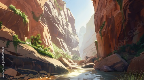 canyon view with river flowing below