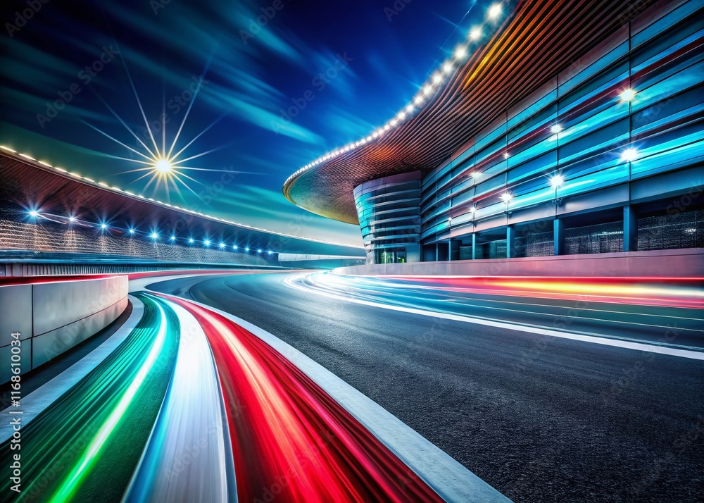 Abstract Night Race Track Finish Line: Dynamic Lighting and Geometric Shapes Abstract Night Race Track Finish Line: Dynamic Lighting and Geometric Shapes