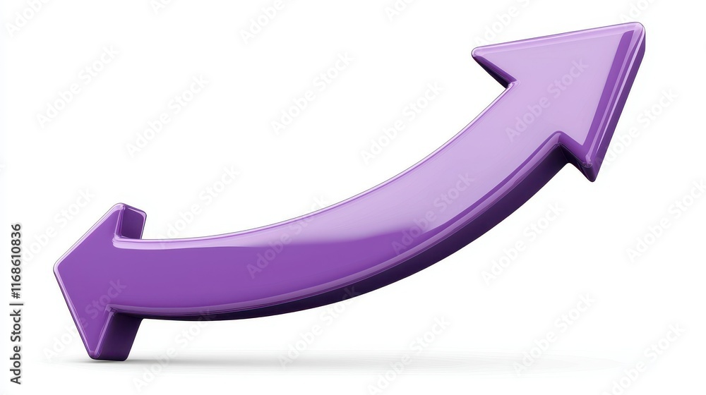 Upward Trending Purple 3D Arrow Growth Success Progress Shiny Curved Upward Trending Purple 3D Arrow Growth Success Progress Shiny Curved