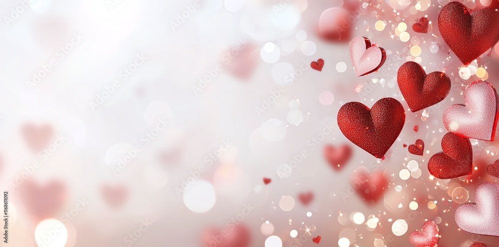 A dreamy cascade of red hearts floats against a soft, sparkling background, evoking romance and tenderness. Perfect for expressing love and affection in various contexts. A dreamy cascade of red hearts floats against a soft, sparkling background, evoking romance and tenderness. Perfect for expressing love and affection in various contexts.