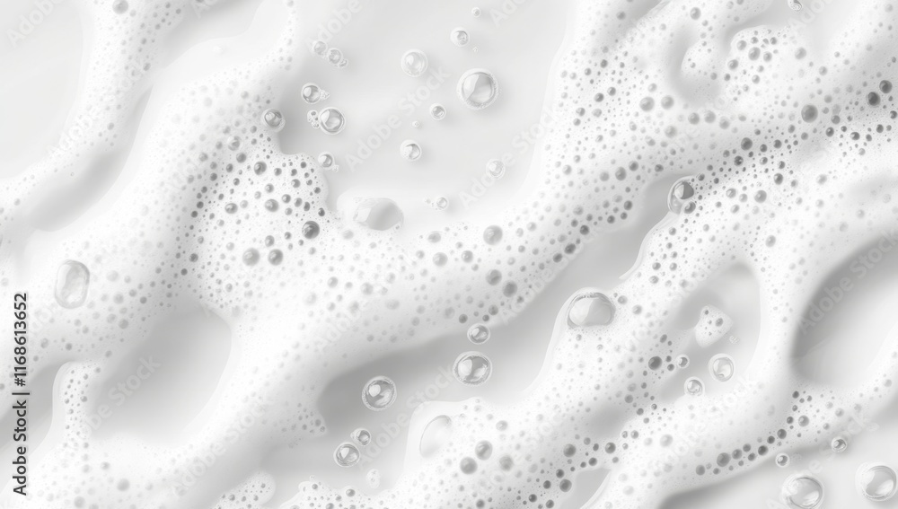 Close-up of white foam texture with bubbles. Close-up of white foam texture with bubbles.