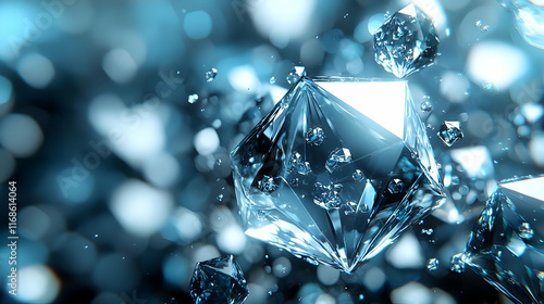 Crystals: Shimmering Facets Dance in Blue photo