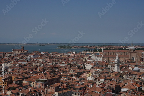 Bird's eye view of Venice on a clear summer day