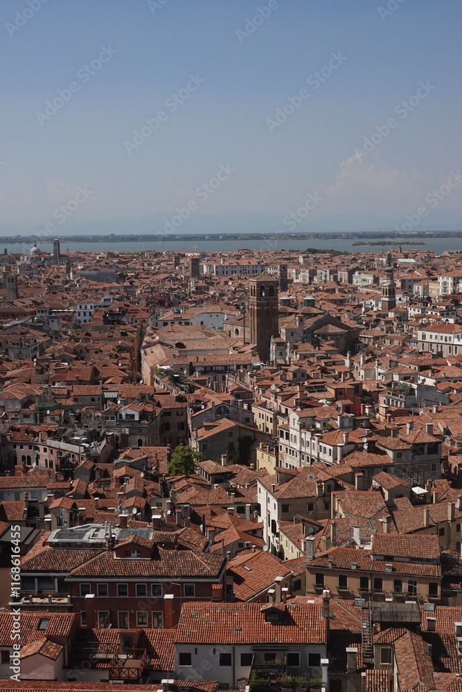 Fototapeta premium Bird's eye view of Venice on a clear summer day