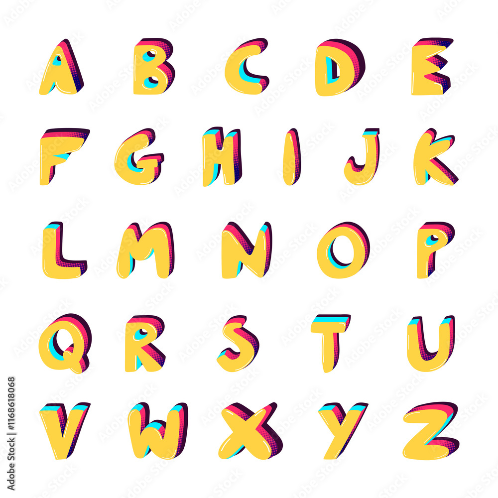 Png A-Z bold funky font alphabet typography set Png A-Z bold funky font alphabet typography set