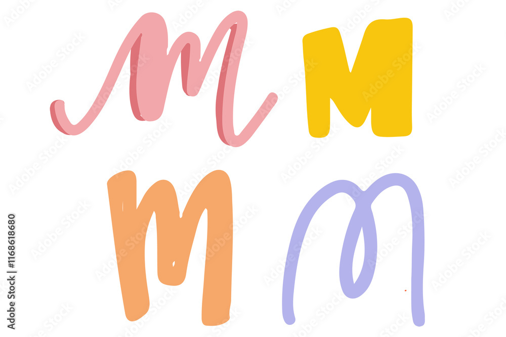 M letter png doodle alphabet typography set M letter png doodle alphabet typography set