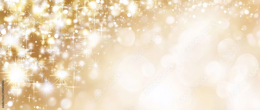 Sparkling gold and white bokeh lights background. Sparkling gold and white bokeh lights background.