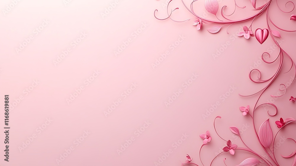Pink Floral Design With A Heart Shaped Accent Pink Floral Design With A Heart Shaped Accent