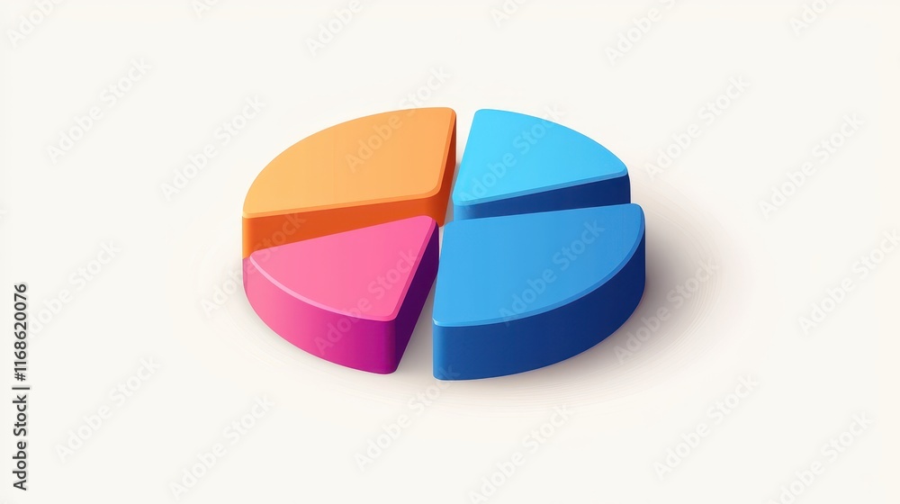 Obraz premium 3D Colorful Pie Chart Segments Data Visualization Business Infographic Marketing Graph