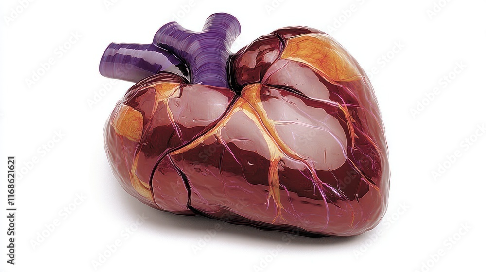 Obraz premium Realistic anatomical heart model isolated on white.