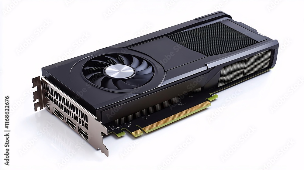 Black graphics card with cooling fan isolated on white background. (1) Black graphics card with cooling fan isolated on white background. (1)