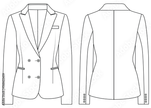 women double-breasted blazer vector design illustration design