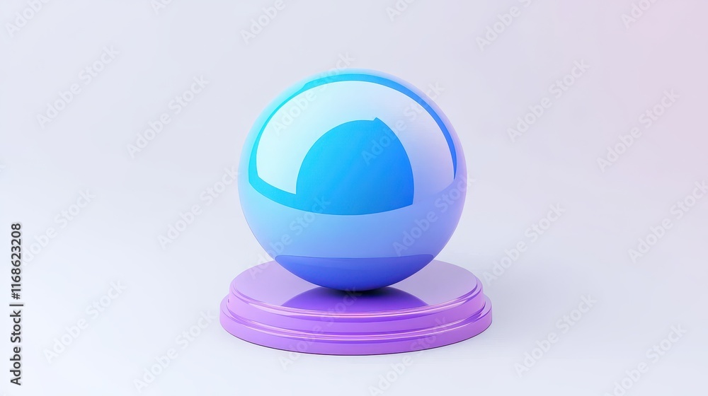 Vibrant Blue Glass Sphere on Purple Pedestal Abstract 3D Render Minimalist Design Vibrant Blue Glass Sphere on Purple Pedestal Abstract 3D Render Minimalist Design
