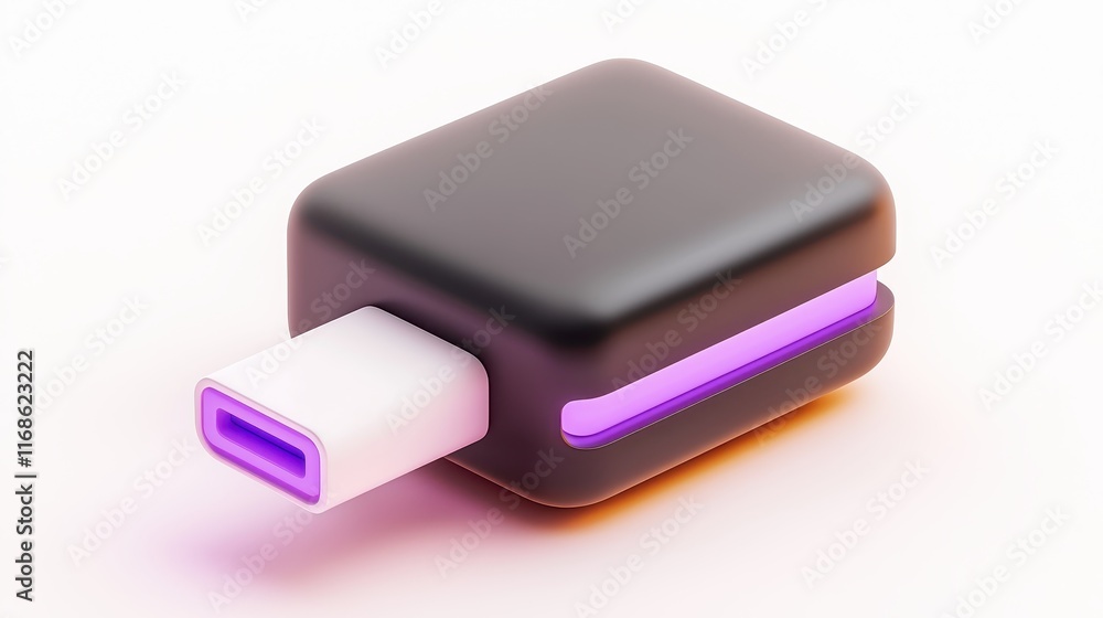 Stylish USB C Adapter Modern Black and White Design with Purple Accent Light Technology Accessory Stylish USB C Adapter Modern Black and White Design with Purple Accent Light Technology Accessory