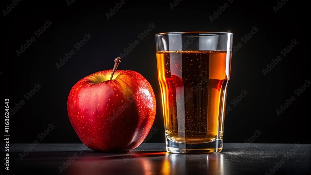 Fresh Apple and Glass of Juice: Healthy Drink Photography, Isolated Background Fresh Apple and Glass of Juice: Healthy Drink Photography, Isolated Background