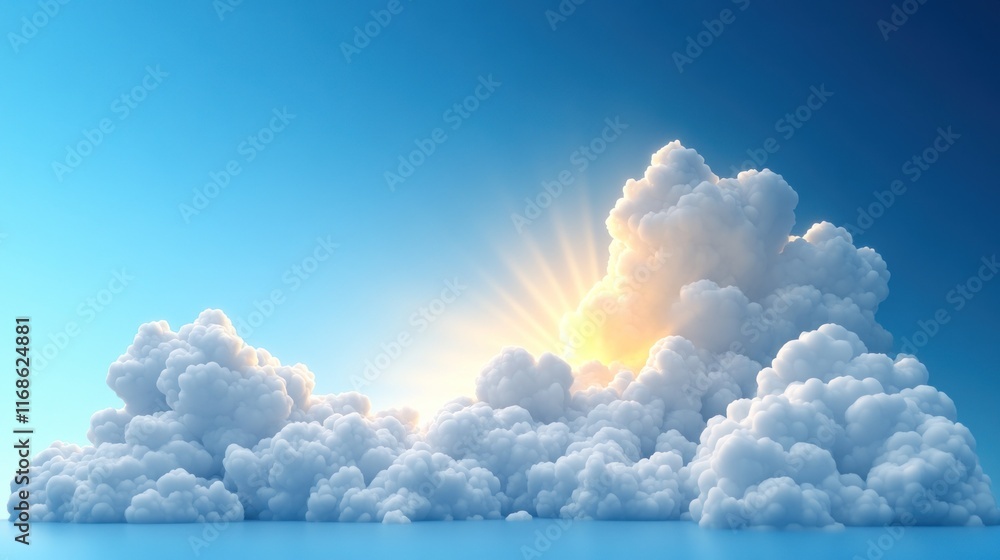 Bright clouds with sunlight peeking through a blue sky. Bright clouds with sunlight peeking through a blue sky.
