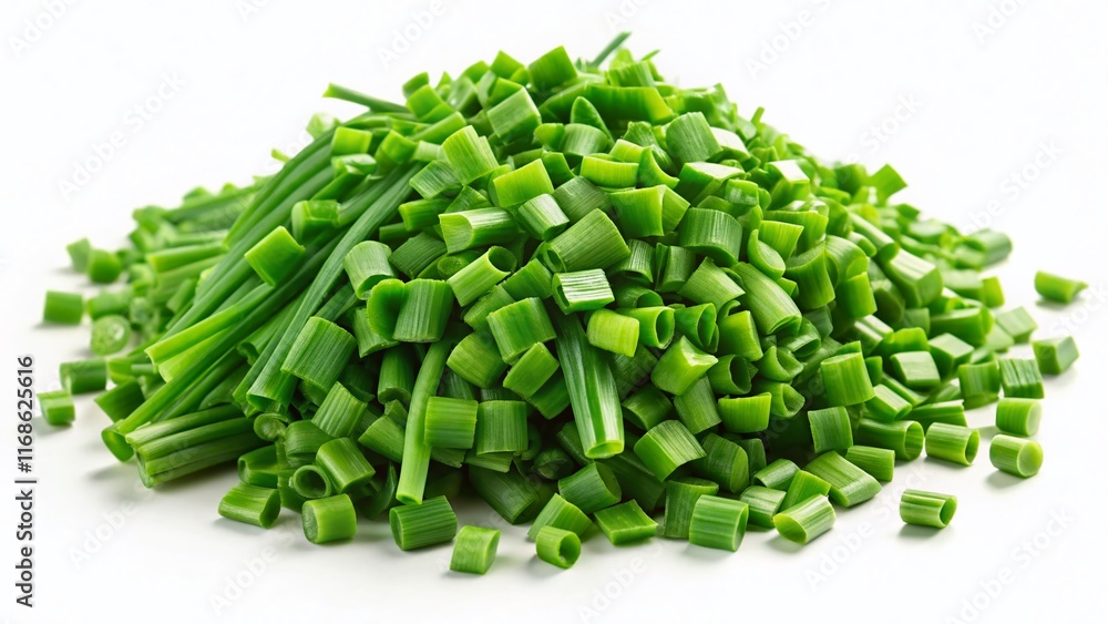 Fresh Chopped Chives Isolated on White Background - Culinary Herb Garnish Fresh Chopped Chives Isolated on White Background - Culinary Herb Garnish