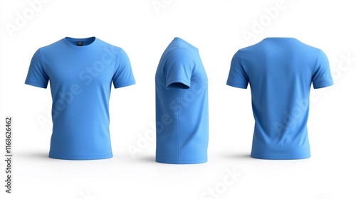 Blue T-Shirt Mockup Isolated on White Background. Generative AI