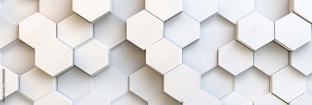 A textured wall composed of interlocking white hexagonal shapes for modern design. A textured wall composed of interlocking white hexagonal shapes for modern design.