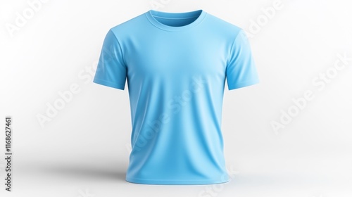 Blue T-Shirt Mockup Isolated on White Background. Generative AI photo