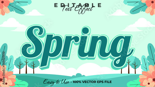 spring editable text style effect, floral 3D text style theme.