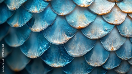 Wallpaper Mural Close-up of vibrant fish scales in blue tones. Generative AI Torontodigital.ca
