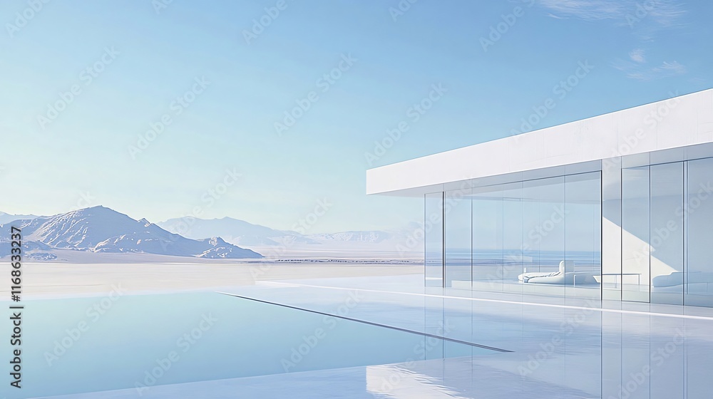 Minimalist modern house with infinity pool and desert view. Minimalist modern house with infinity pool and desert view.