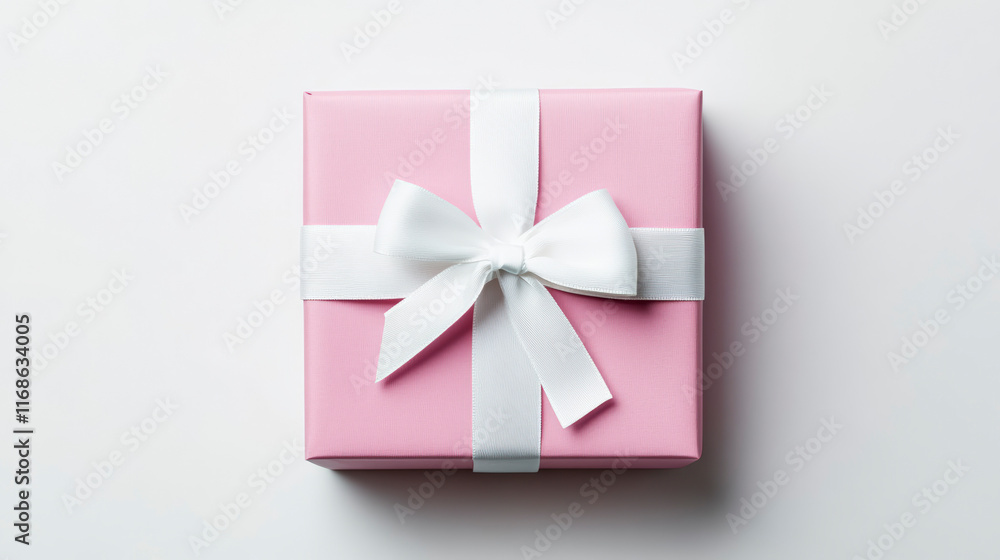 Pastel Pink Gift Box with Matte White Ribbon for Valentine's Day Pastel Pink Gift Box with Matte White Ribbon for Valentine's Day