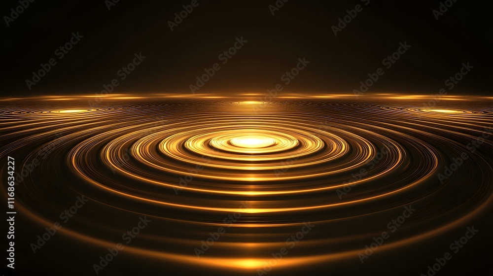 Golden Concentric Circles Abstract Design Golden Concentric Circles Abstract Design