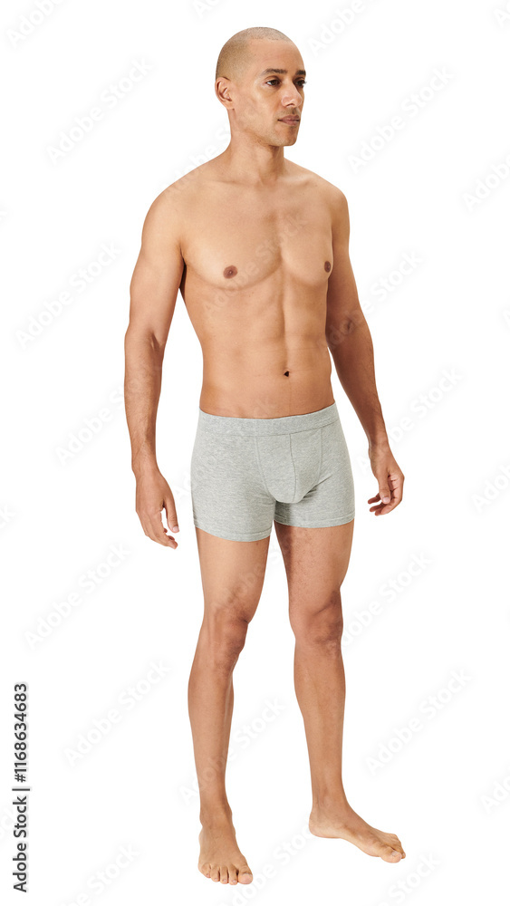 Png man in gray boxer shorts full body mockup