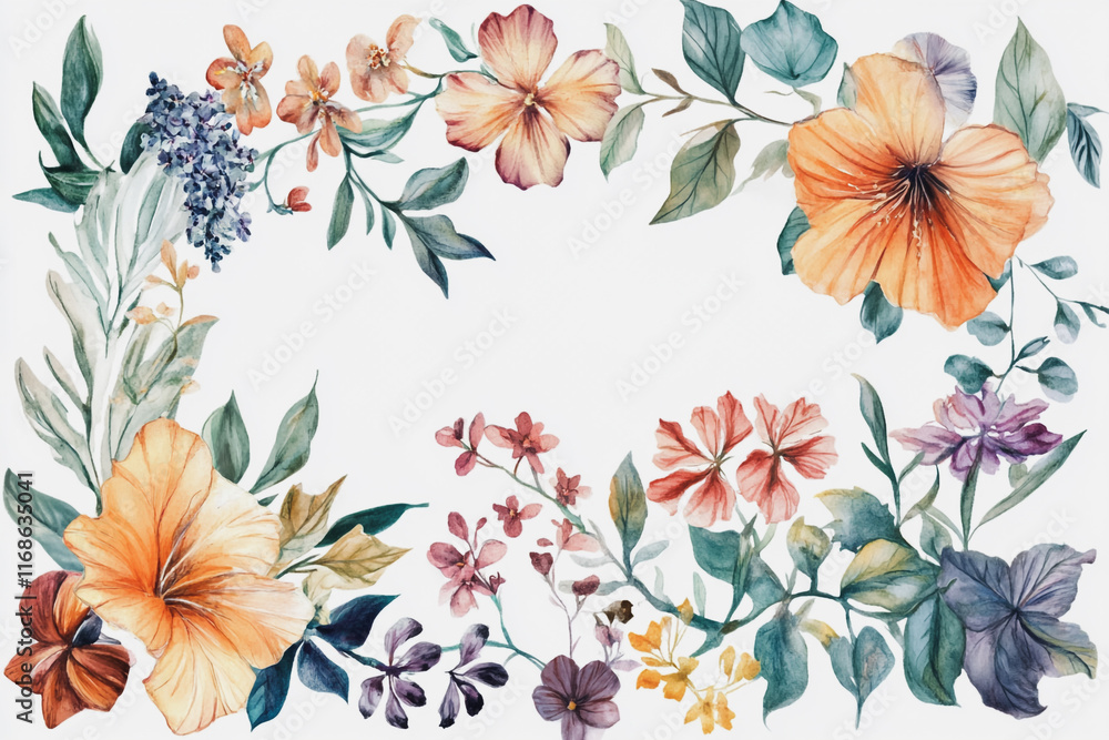 Obraz premium Elegant wedding invitation card background vector. Minimal hand painted watercolor botanical flowers texture template background. Design for wedding, vip cover, poster, rsvp moderncard.Valentine's Day