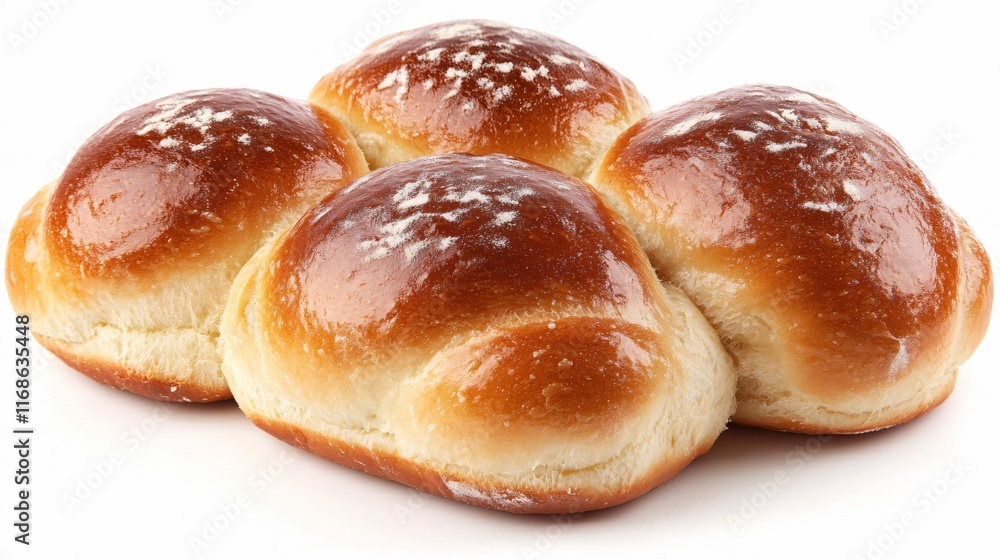 Freshly Baked Golden Brown Bread Rolls Arranged on a White Background Freshly Baked Golden Brown Bread Rolls Arranged on a White Background