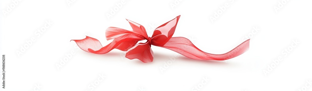 Red ribbon bow isolated on white background. (1)