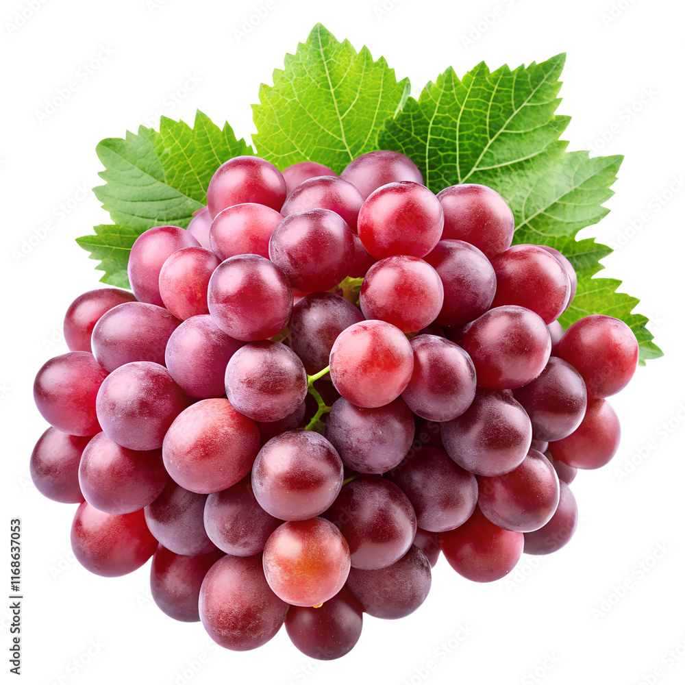 Fototapeta premium Sweet and delicious red grapes isolated on transparent background