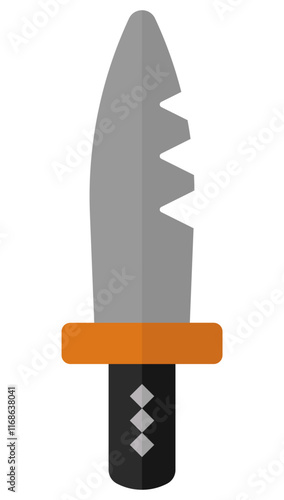 Broken knife flat icon isolated on white background.