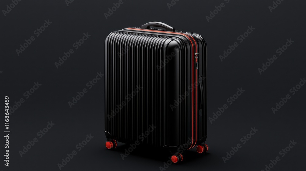 Sleek Modern Black Suitcase with Red Accents and Spinner Wheels for Travel Enthusiasts Sleek Modern Black Suitcase with Red Accents and Spinner Wheels for Travel Enthusiasts