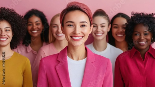 diverse group of women smiling together, showcasing unity and joy