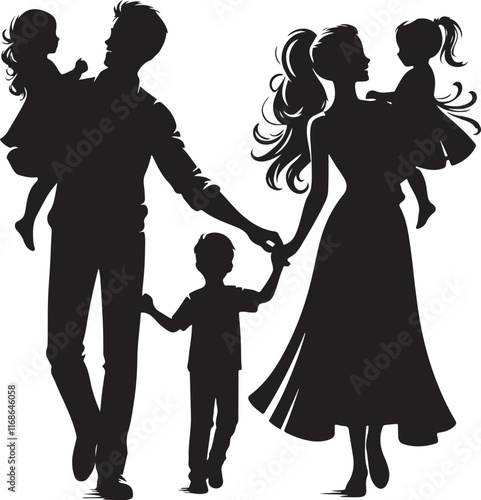 Family Silhouette Vector Illustration
