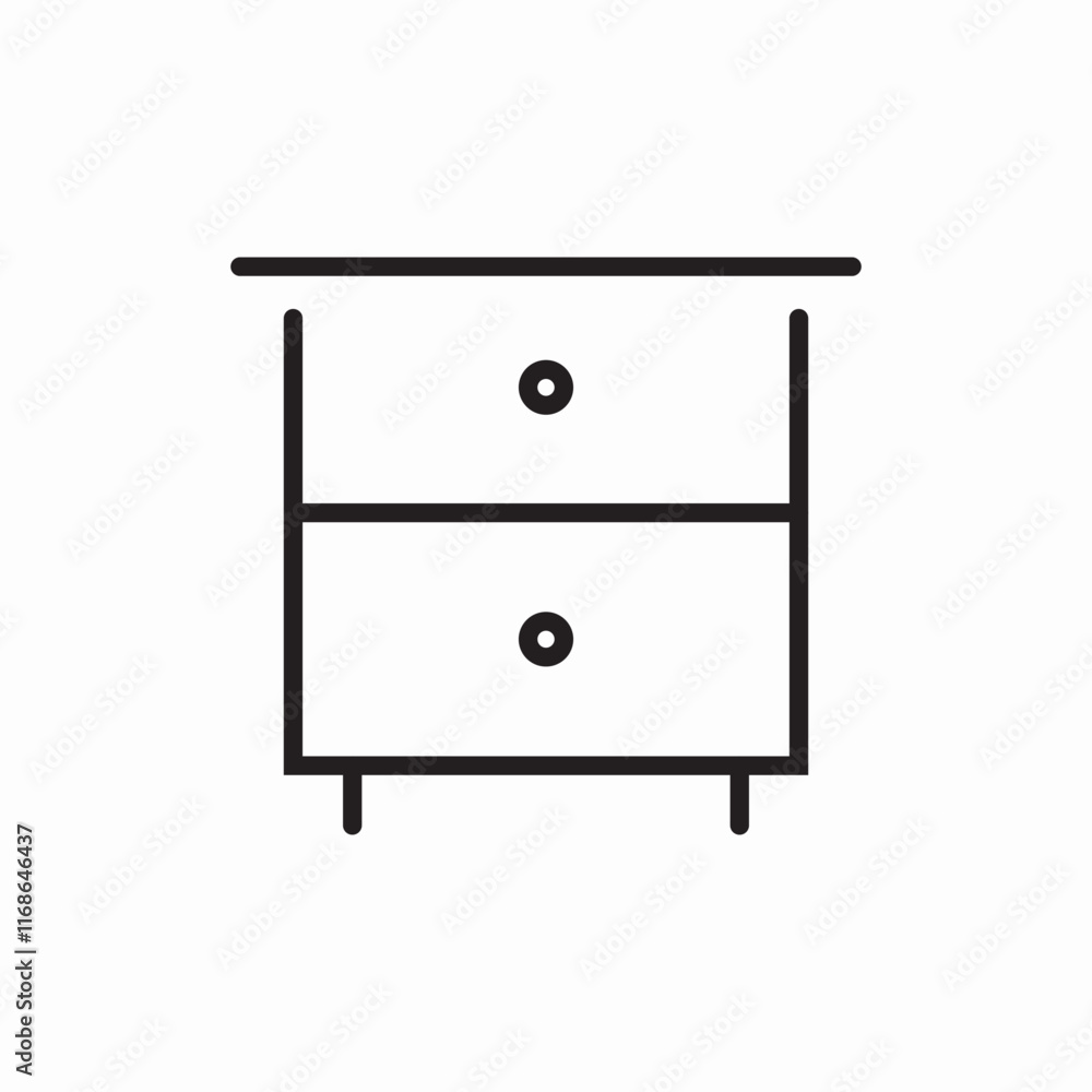 Bedroom drawer furniture storage cabinet icon vector sign Bedroom drawer furniture storage cabinet icon vector sign