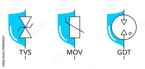 Surge protection in socket outlet extender - TVS, MOV and GDT. In shield shape