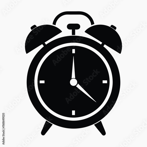 Retro Alarm Timepiece black silhouette,silhouette timer alarm clock logo and icon design