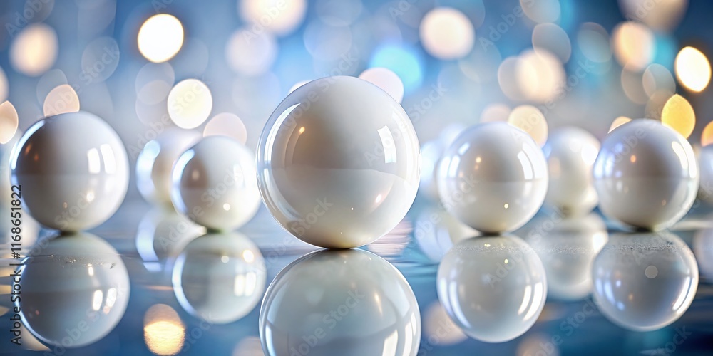 Glossy White Spheres on White Surface: Minimalist Abstract Background Glossy White Spheres on White Surface: Minimalist Abstract Background